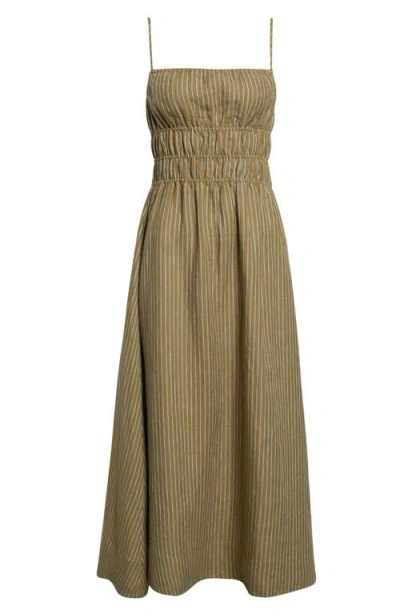 Staud Ayla Linen Midi Sundress In Brown