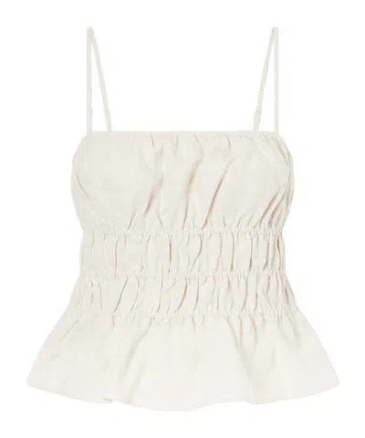 Staud Ayla Ruffled Linen Tank In White