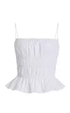 Staud Ayla Smocked Cotton Top