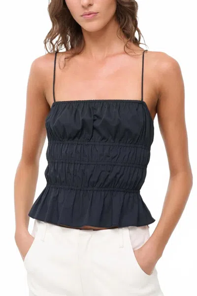 STAUD AYLA SMOCKED TOP IN BLACK