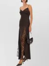 Staud Backless Lace Dress Side Slit In Brown