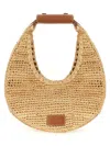 Staud Moon Large Leather-trimmed Raffia Tote In Beige
