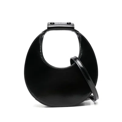 Staud Mini Moon Leather Shoulder Bag In Black