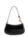 Staud Curved Rectangular Black Shoulder Handbag With Chain Link Strap In Black