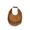 Staud Moon Fringe Suede Top Handle Tote In Brown
