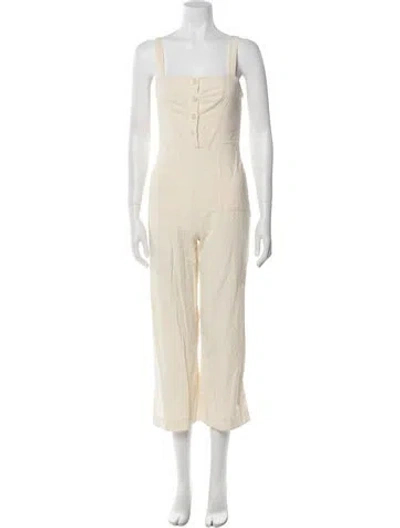 Pre-owned Staud Bamboo Square Neckline Jumpsuit In Neutral