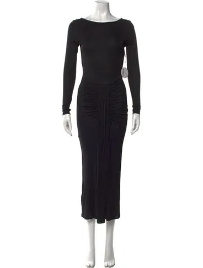Pre-owned Staud Bateau Neckline Long Dress In Black