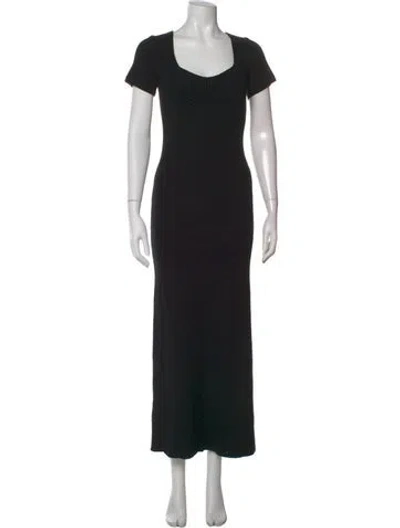 Pre-owned Staud Bateau Neckline Long Dress In Black