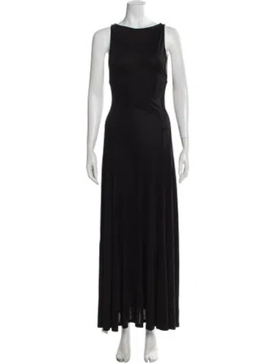 Pre-owned Staud Bateau Neckline Long Dress In Black