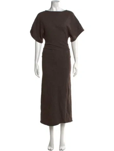 Pre-owned Staud Bateau Neckline Long Dress In Brown