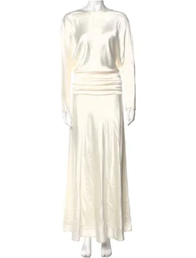 Pre-owned Staud Bateau Neckline Long Dress In White