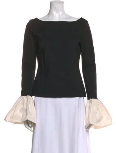 Pre-owned Staud Bateau Neckline Long Sleeve Top W/ Tags In Black