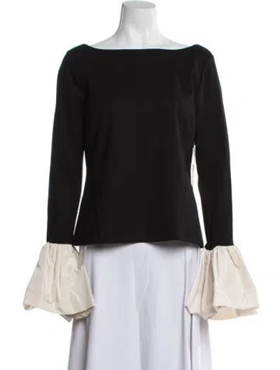 Pre-owned Staud Bateau Neckline Long Sleeve Top W/ Tags In Blue