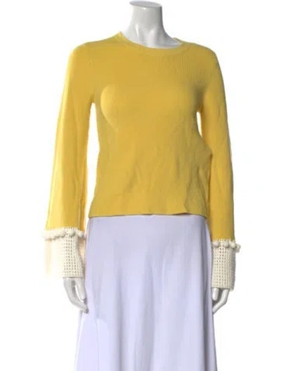 Pre-owned Staud Bateau Neckline Long Sleeve Top In Yellow