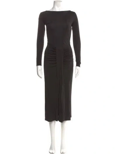 Pre-owned Staud Bateau Neckline Midi Length Dress In Black