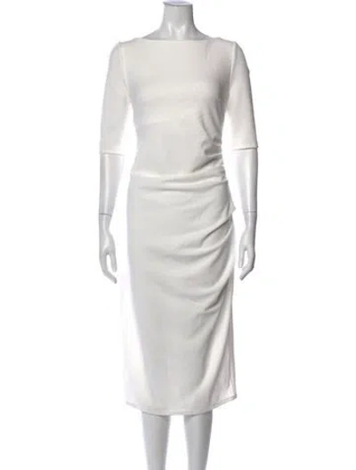 Pre-owned Staud Bateau Neckline Midi Length Dress In White