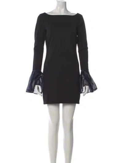 Pre-owned Staud Bateau Neckline Mini Dress In Black