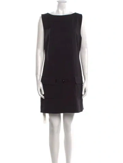 Pre-owned Staud Bateau Neckline Mini Dress In Black