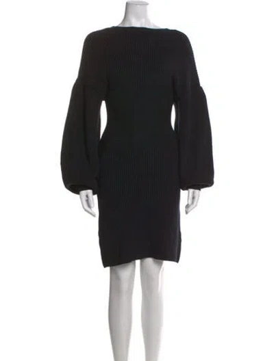 Pre-owned Staud Bateau Neckline Mini Dress In Black