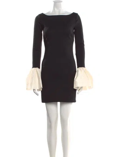 Pre-owned Staud Bateau Neckline Mini Dress In Black