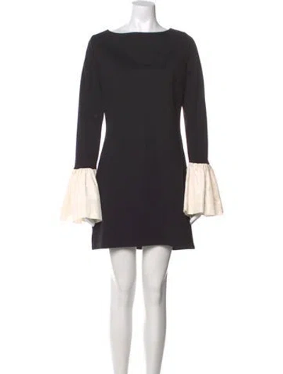 Pre-owned Staud Bateau Neckline Mini Dress In Black
