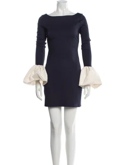 Pre-owned Staud Bateau Neckline Mini Dress In Blue