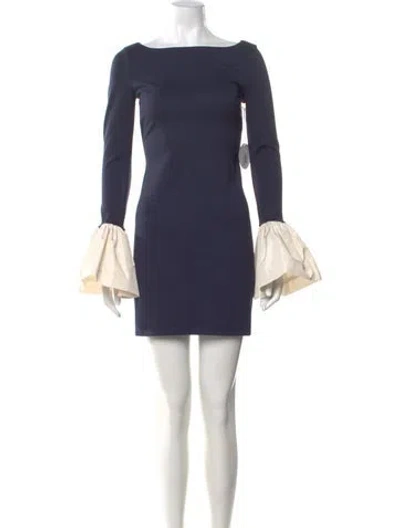 Pre-owned Staud Bateau Neckline Mini Dress In Blue