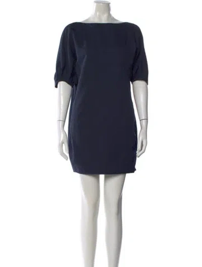 Pre-owned Staud Bateau Neckline Mini Dress In Blue