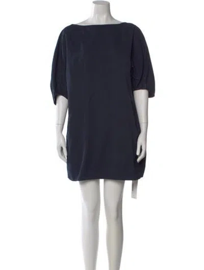 Pre-owned Staud Bateau Neckline Mini Dress In Blue
