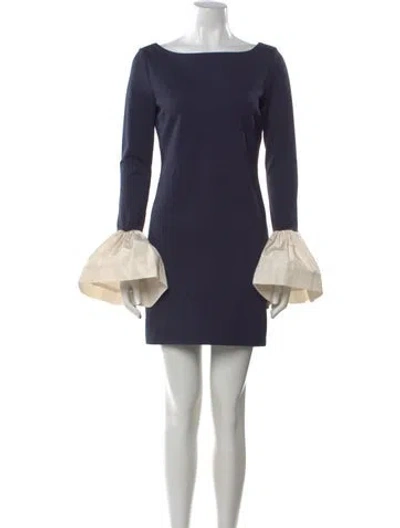 Pre-owned Staud Bateau Neckline Mini Dress In Blue
