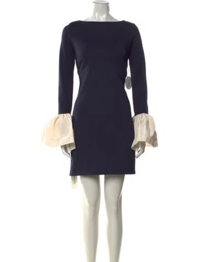Pre-owned Staud Bateau Neckline Mini Dress In Blue