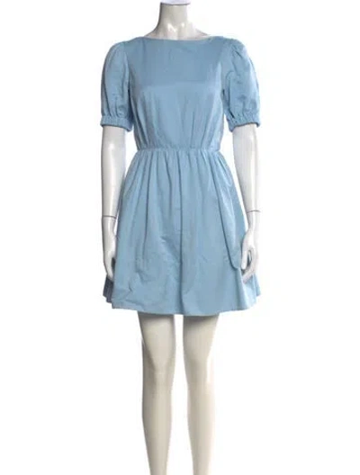 Pre-owned Staud Bateau Neckline Mini Dress In Blue
