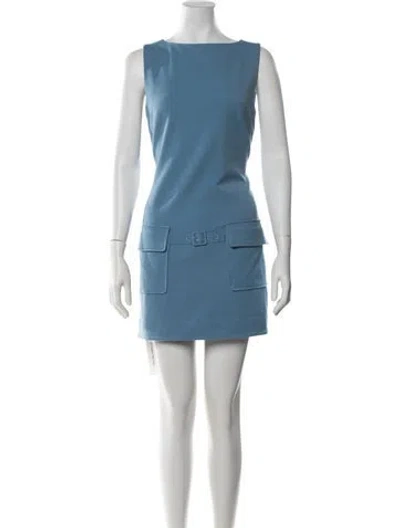 Pre-owned Staud Bateau Neckline Mini Dress In Blue