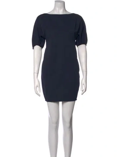 Pre-owned Staud Bateau Neckline Mini Dress In Blue