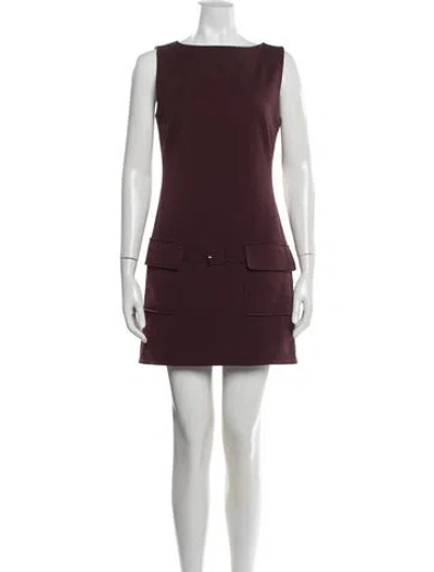 Pre-owned Staud Bateau Neckline Mini Dress In Burgundy