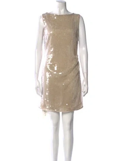 Pre-owned Staud Bateau Neckline Mini Dress In Neutral