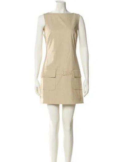 Pre-owned Staud Bateau Neckline Mini Dress In Neutral