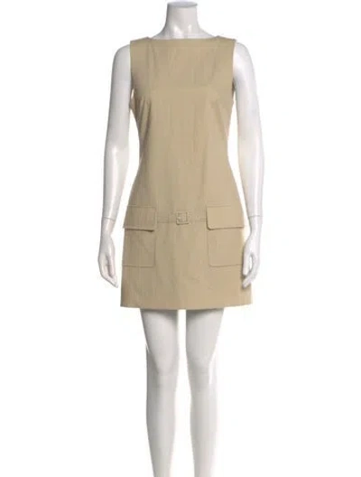 Pre-owned Staud Bateau Neckline Mini Dress In Neutral