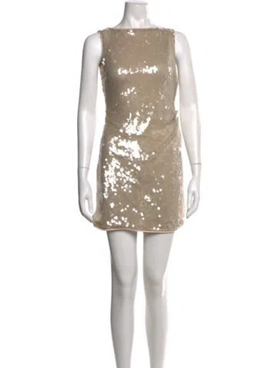 Pre-owned Staud Bateau Neckline Mini Dress In Neutral