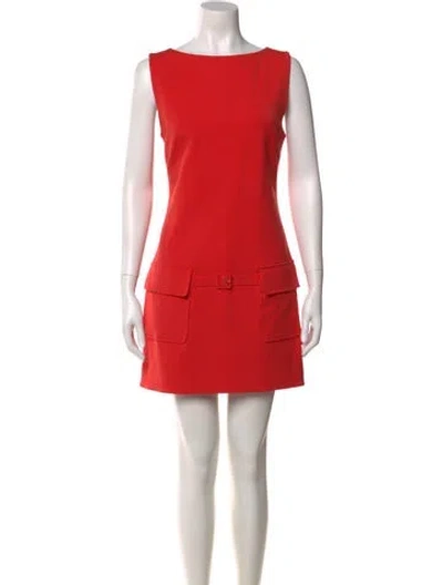 Pre-owned Staud Bateau Neckline Mini Dress In Red