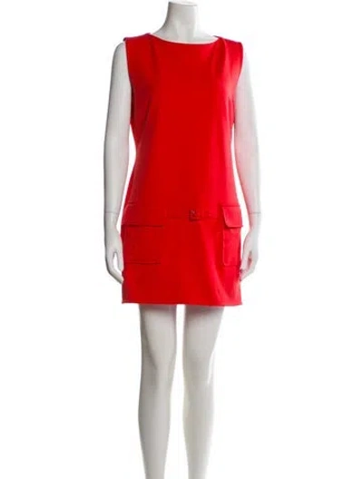 Pre-owned Staud Bateau Neckline Mini Dress In Red