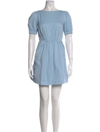Pre-owned Staud Bateau Neckline Mini Dress W/ Tags In Blue