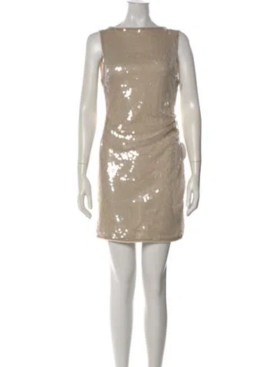 Pre-owned Staud Bateau Neckline Mini Dress W/ Tags In Neutral
