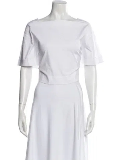 Pre-owned Staud Bateau Neckline Short Sleeve Top In White