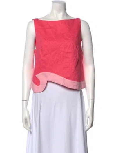 Pre-owned Staud Bateau Neckline Sleeveless Crop Top In Pink