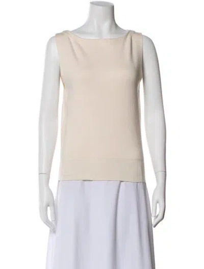 Pre-owned Staud Bateau Neckline Sleeveless Top In Neutral