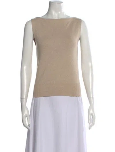 Pre-owned Staud Bateau Neckline Sleeveless Top In Neutral
