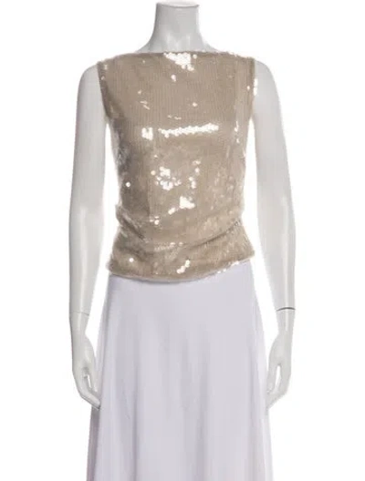 Pre-owned Staud Bateau Neckline Sleeveless Top In Neutral