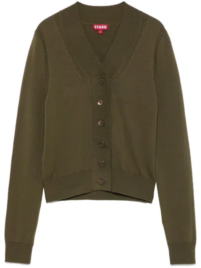 Staud Baxter Button-up Cardigan In Green