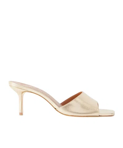 Staud Bea Metallic-leather Mules In Brown